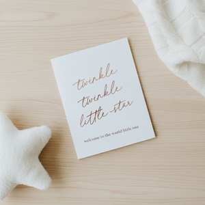 Twinkle Twinkle Card Wrinkle and Crease with star plushie and blanket