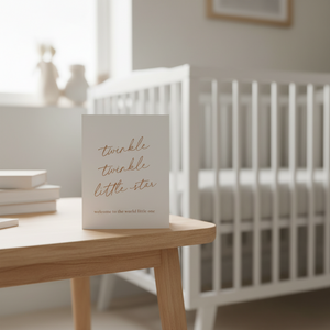 Twinkle Twinkle Card Wrinkle and Crease beside crib