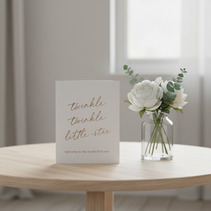 Twinkle Twinkle Card Wrinkle and Crease beside white flowers