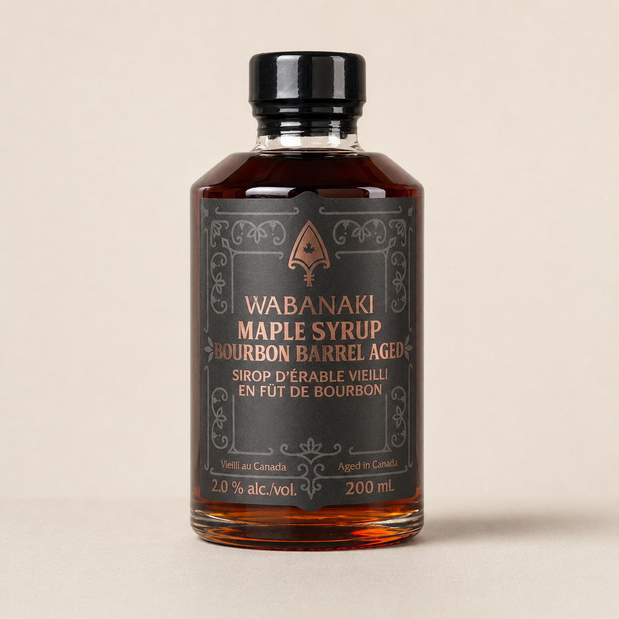 Wabanaki Maple Syrup Bourbon Barrel Aged white background