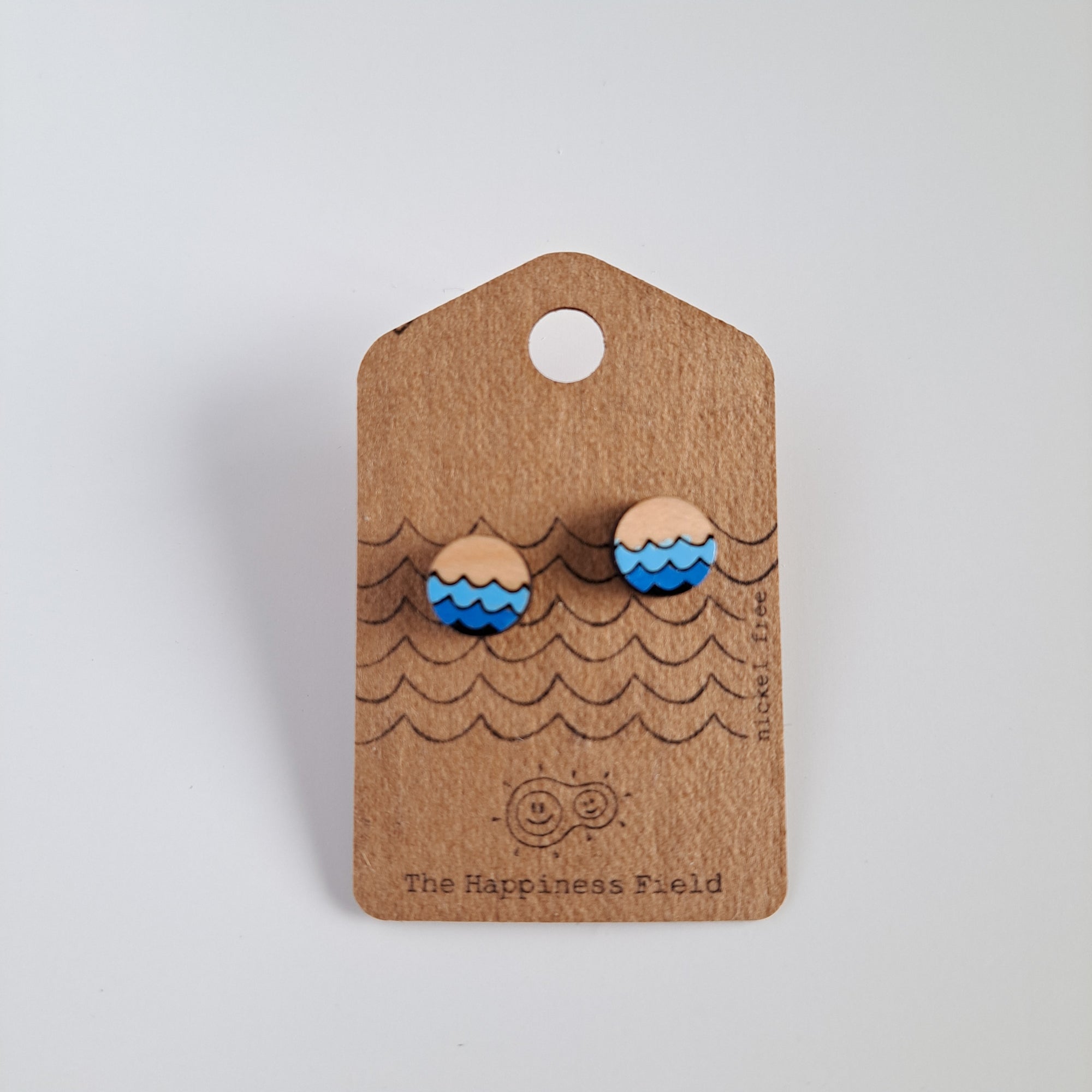 Wooden earrings - Blue Wave