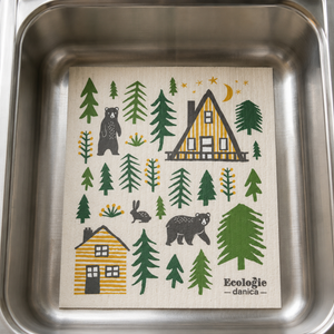 Wild Life Swedish Dishcloth Ecologie in small stainless steel sink