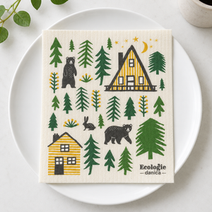 Wild Life Swedish Dishcloth Ecologie on white plate