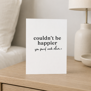 Wrinkle and Crease Couldn't Be Happier Card on bedside table