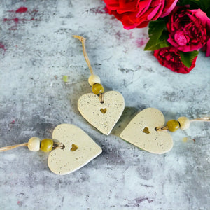 Handmade Heart Ornament Sassy Sacha Jewelry three hearts with decorative flowers