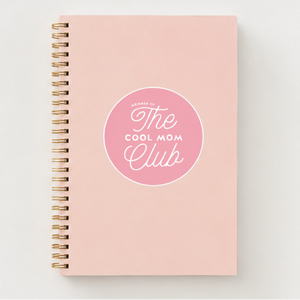 Vinyl sticker cool mom club on light pink notebook