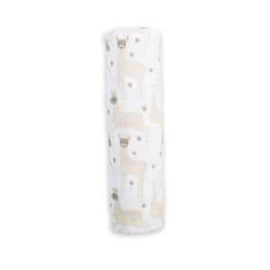 Llama swaddling blanket lulujo rolled up
