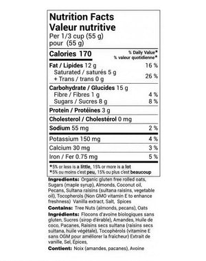 goldhawk farm maple granola nutrition facts
