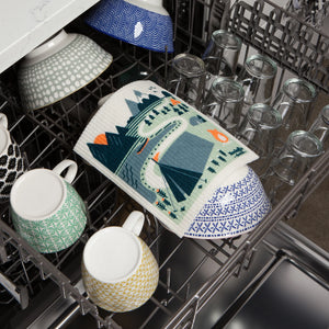 Camp Life Swedish Dishcloth Ecologie on dishes