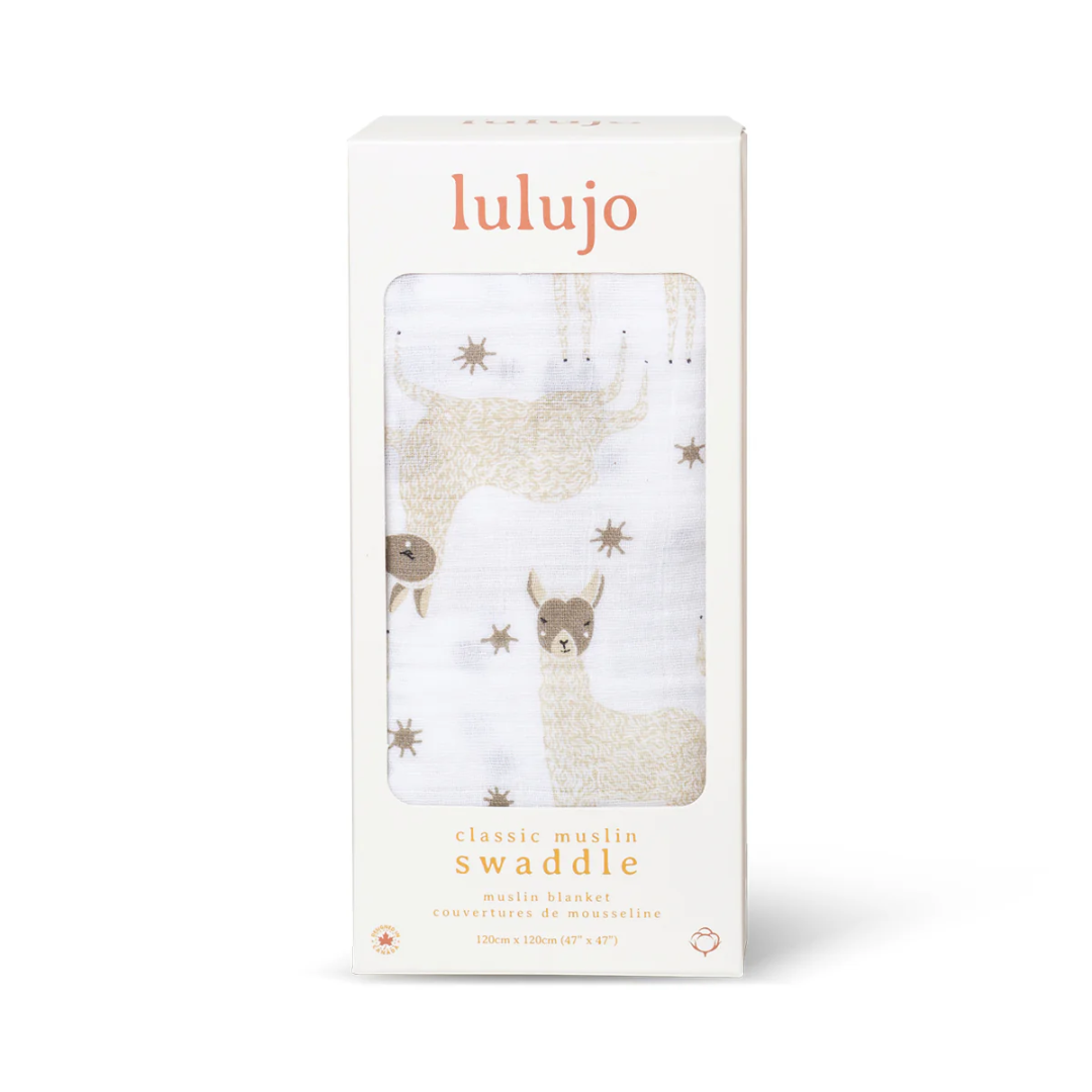 Llama swaddling blanket lulujo
