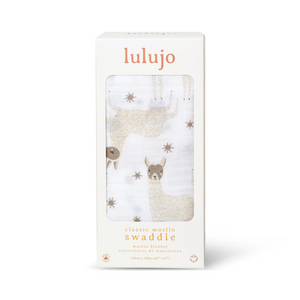 Llama swaddling blanket lulujo