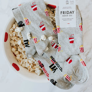 Friday Sock Co Women's Popcorn Socks in popcorn bowl