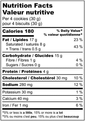 Provisions Parmesan Rosemary Shortbread nutrition facts