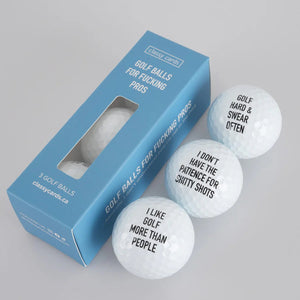 Golf Balls for Fucking Pros Classy Cards balls and blue package lying down