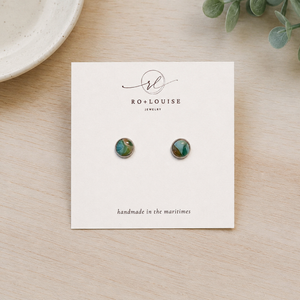 Ro + Louise Ontario inspired stud earrings on table