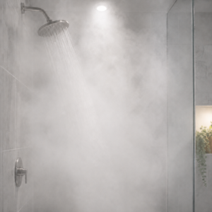 shower filled with steam
