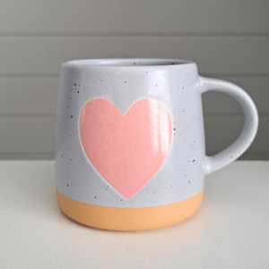 Mug with Pink Heart on shiplap background