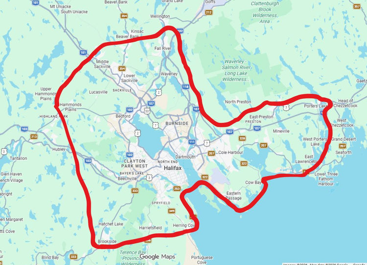 Map of local gift delivery zone in Halifax