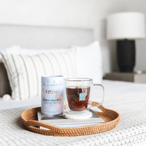 Golden Slumbers Tease tea on bed tray