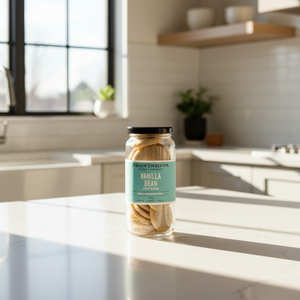 Provisions Vanilla Bean Shortbread Cookie Jar on kitchen island