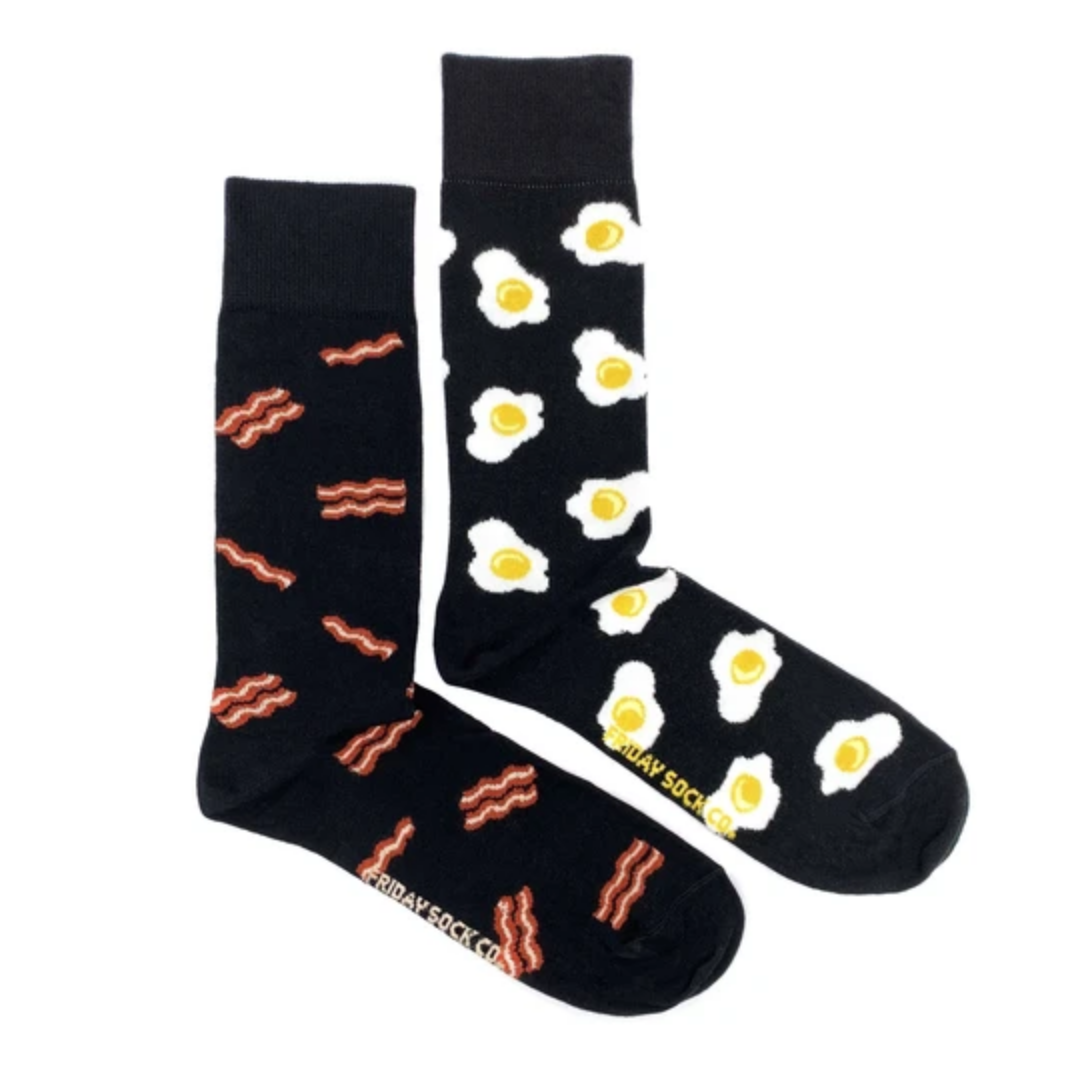 Bacon and eggs socks Friday Sock Co