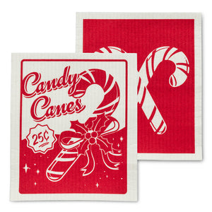 Swedish dishcloths set of 2 - Candy canes