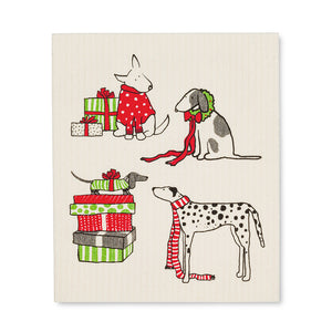 Swedish dishcloths set of 2 - Holiday dogs