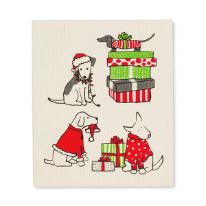 Swedish dishcloths set of 2 - Holiday dogs