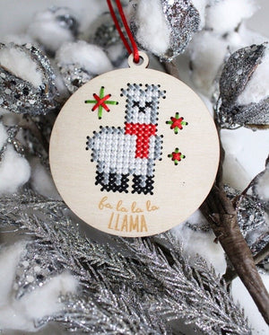 Cross stitch ornament kit - Holiday llama