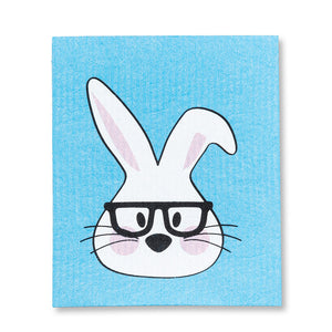 Swedish dishcloths set of 2 - Rabbit with glasses