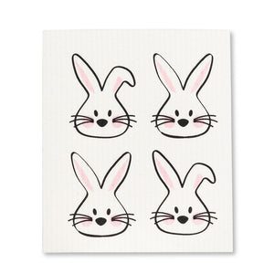 Swedish dishcloths set of 2 - Rabbit with glasses