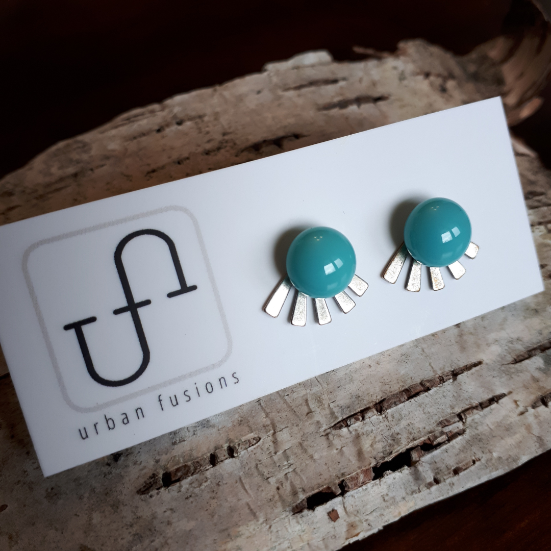 Urban fusions sunburst earrings aqua