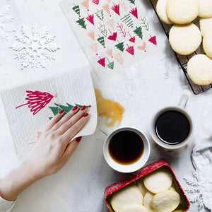 Swedish dishcloths set of 2 - Wintry Trees