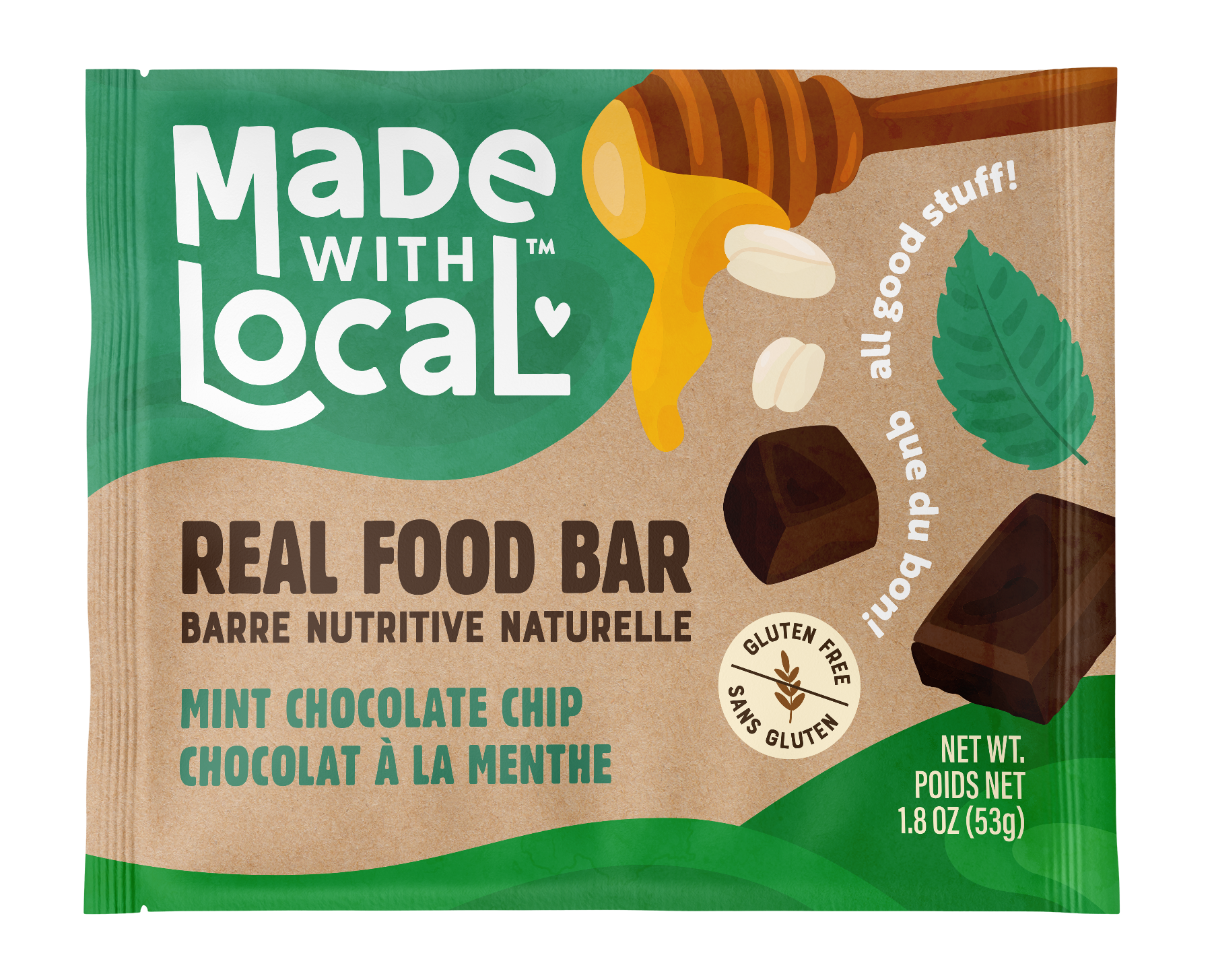 Mint chocolate chip real food bar Made with Local